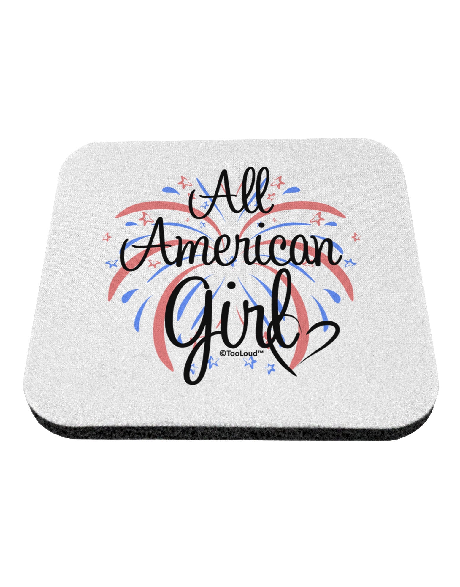 All American Girl - Fireworks and Heart Coaster by TooLoud-Coasters-TooLoud-White-Davson Sales