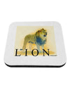 Lion Watercolor 1 Text Coaster-Coasters-TooLoud-White-Davson Sales