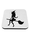 Cute Witch on Broom Silhouette Halloween Coaster-Coasters-TooLoud-White-Davson Sales