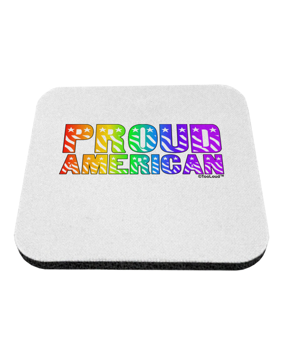 Proud American Rainbow Text Coaster by TooLoud-Coasters-TooLoud-White-Davson Sales