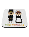 Cute Pilgrim Couple Happy Thanksgiving Coaster-Coasters-TooLoud-White-Davson Sales