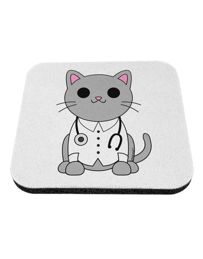 Dr Cat MD - Cute Cat Design Coaster by TooLoud-Coasters-TooLoud-White-Davson Sales