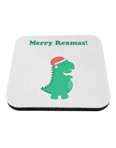 Merry Rexmas T-Rex Dinosaur Christmas Coaster-Coasters-TooLoud-White-Davson Sales