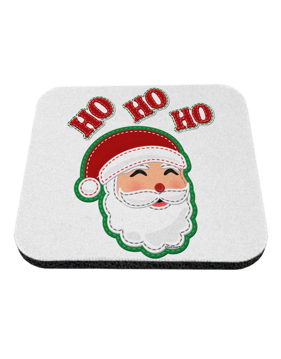 Ho Ho Ho Santa Claus Face Faux Applique Coaster-Coasters-TooLoud-White-Davson Sales