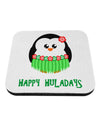 Happy Huladays Christmas Penguin - Red and Green Coaster-Coasters-TooLoud-White-Davson Sales