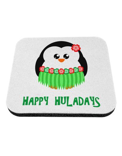 Happy Huladays Christmas Penguin - Red and Green Coaster-Coasters-TooLoud-White-Davson Sales