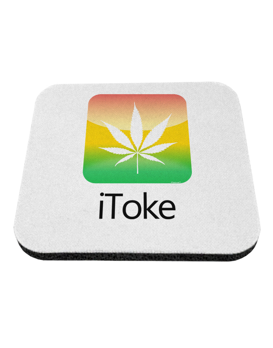 iToke Logo - Marijuana Leaf Coaster-Coasters-TooLoud-White-Davson Sales