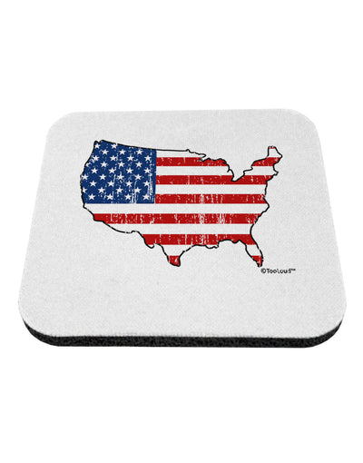 United States Cutout - American Flag Distressed Coaster by TooLoud-Coasters-TooLoud-White-Davson Sales