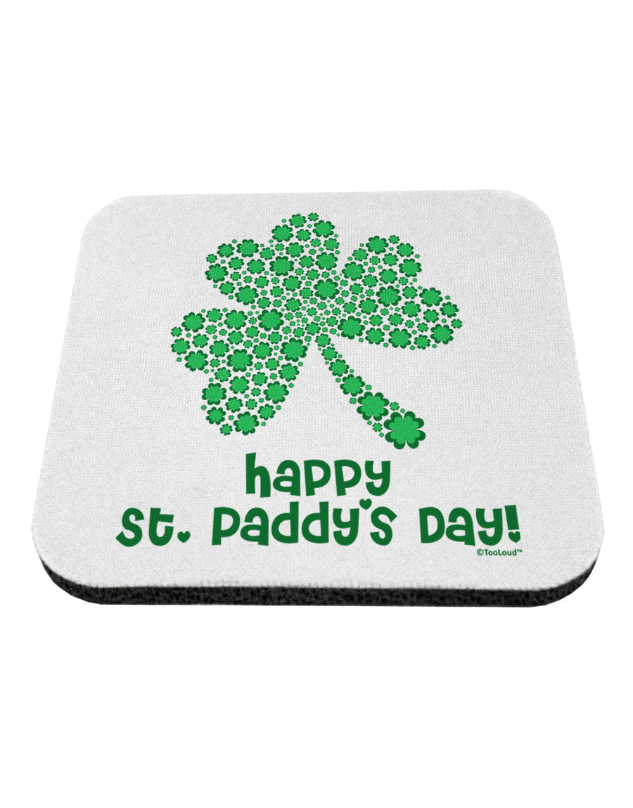 Happy St. Paddy's Day Shamrock Design Coaster by TooLoud-Coasters-TooLoud-White-Davson Sales