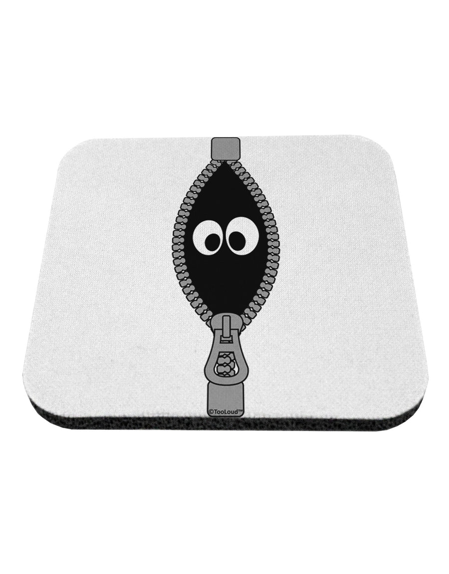 Funny Eyes Peeking Out of Zipper Coaster by TooLoud-Coasters-TooLoud-White-Davson Sales