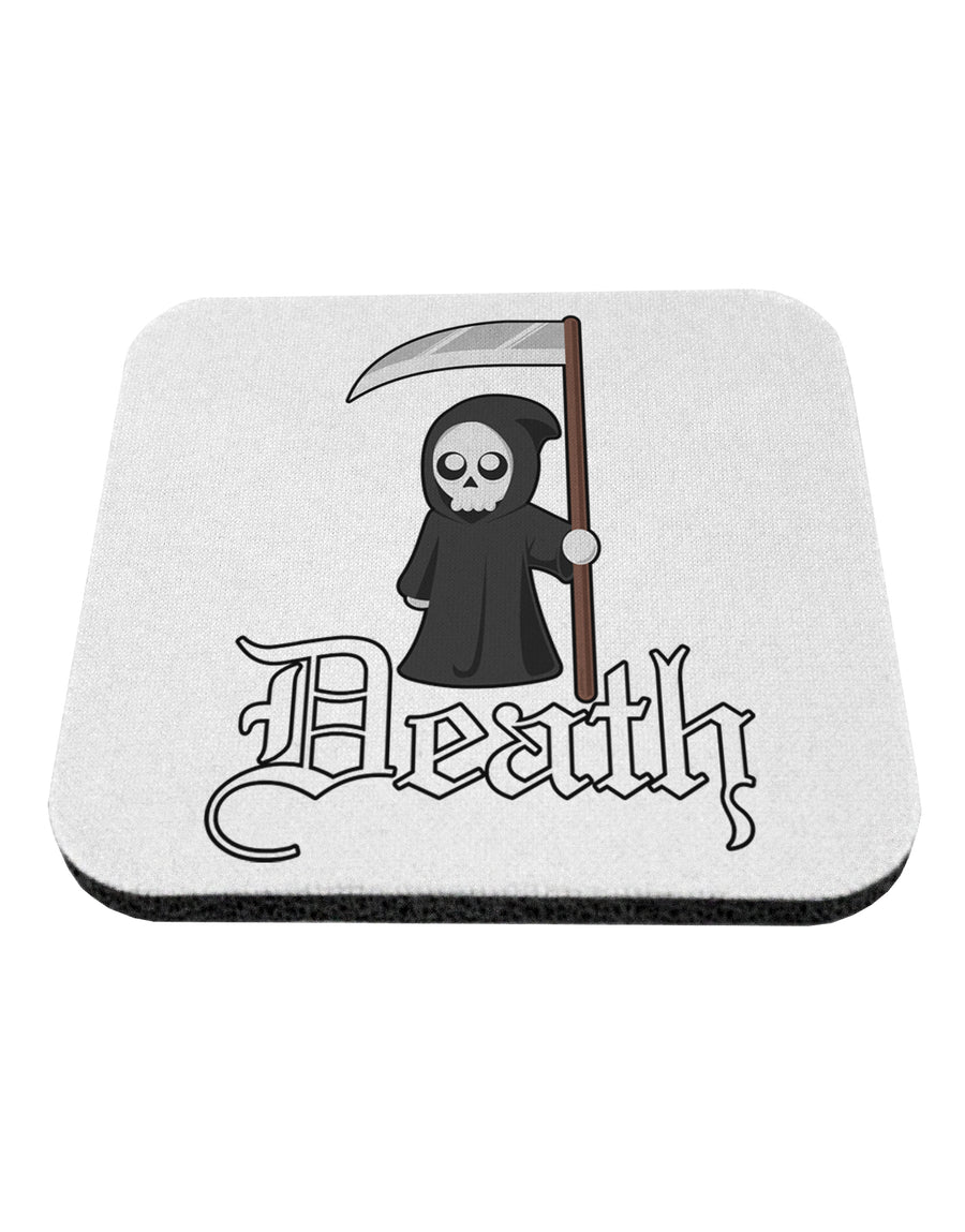 Cute Grim Reaper - Death Text Coaster-Coasters-TooLoud-White-Davson Sales