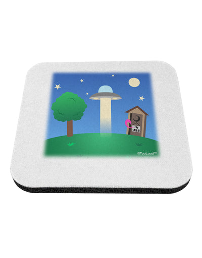 UFO Stopping At an Out-house Coaster by TooLoud-Coasters-TooLoud-White-Davson Sales