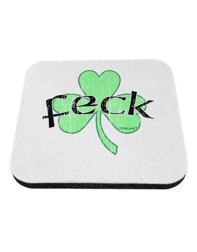 Feck - Clover Distressed Design Coaster by TooLoud-Coasters-TooLoud-White-Davson Sales