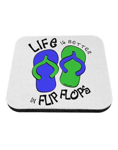 Life is Better in Flip Flops - Blue and Green Coaster-Coasters-TooLoud-White-Davson Sales