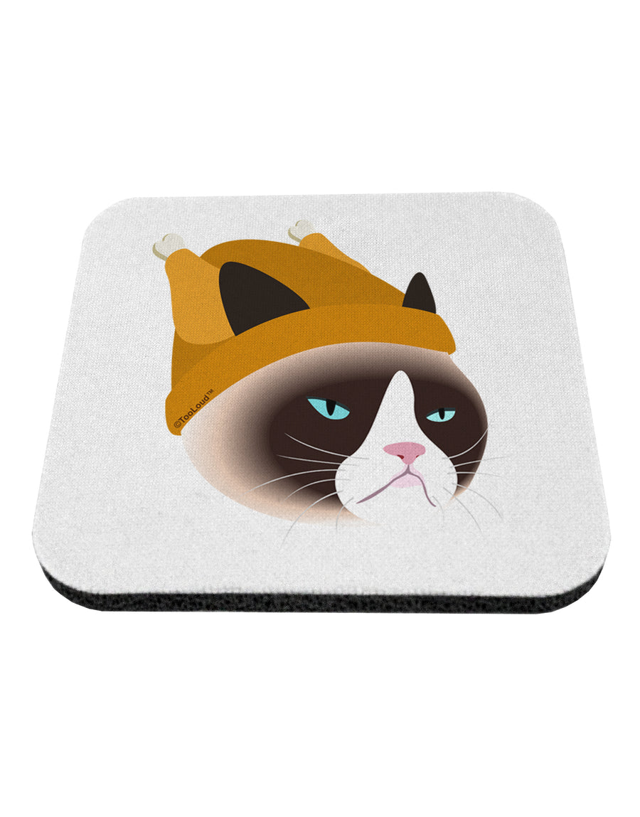 Disgruntled Cat Wearing Turkey Hat Coaster by TooLoud-Coasters-TooLoud-1-Davson Sales