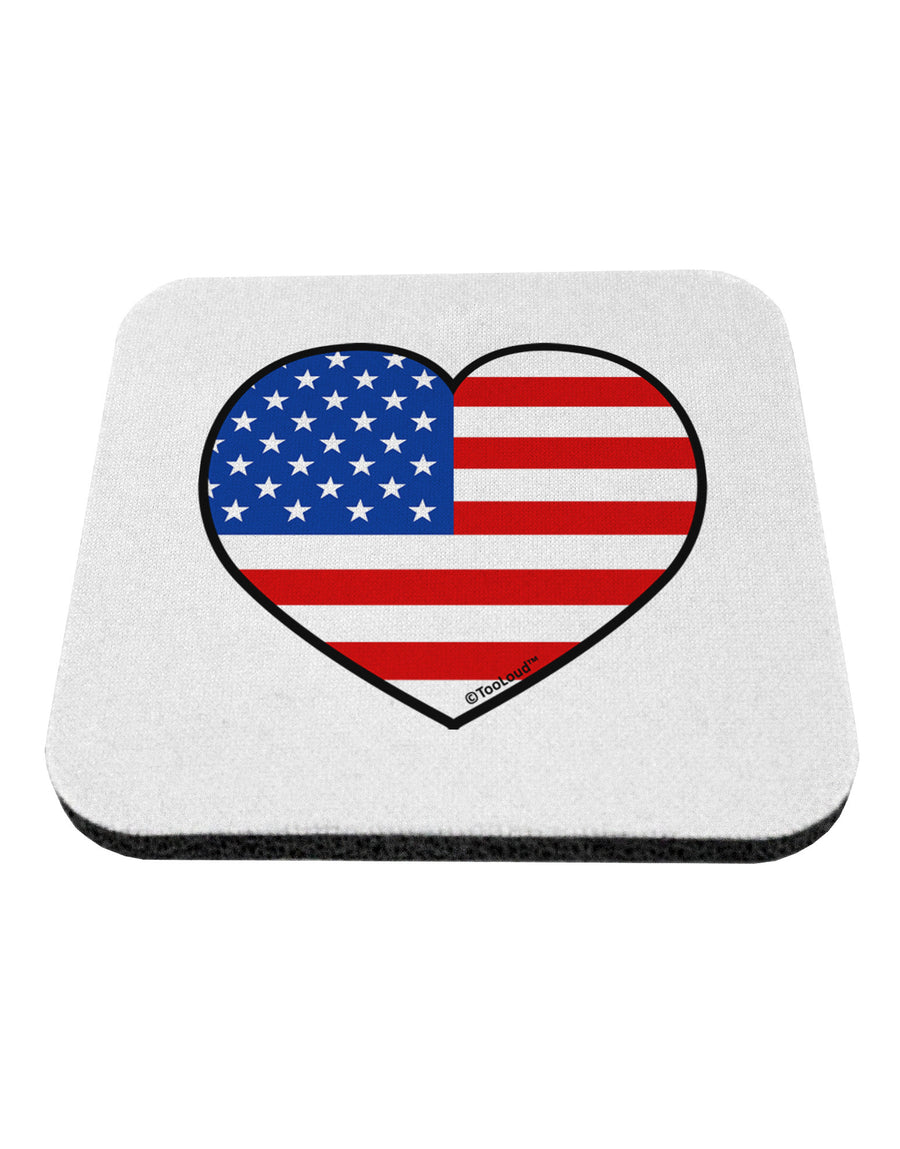 American Flag Heart Design Coaster by TooLoud-Coasters-TooLoud-White-Davson Sales
