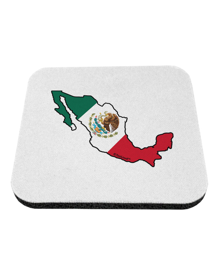 Mexico Outline - Mexican Flag Coaster by TooLoud-Coasters-TooLoud-White-Davson Sales