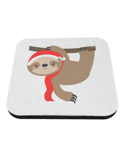 Cute Christmas Sloth with Santa Hat Coaster-Coasters-TooLoud-White-Davson Sales