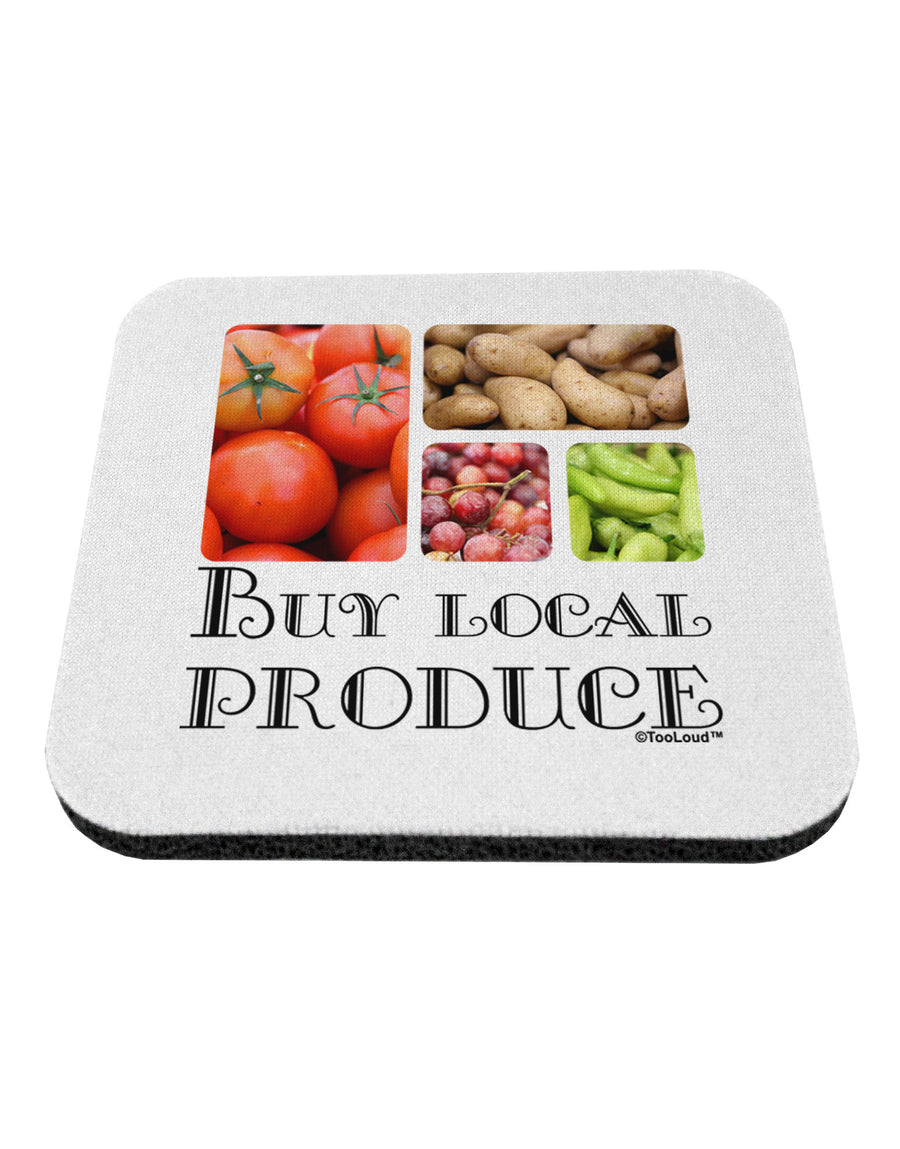Buy Local Produce Text Coaster-Coasters-TooLoud-White-Davson Sales