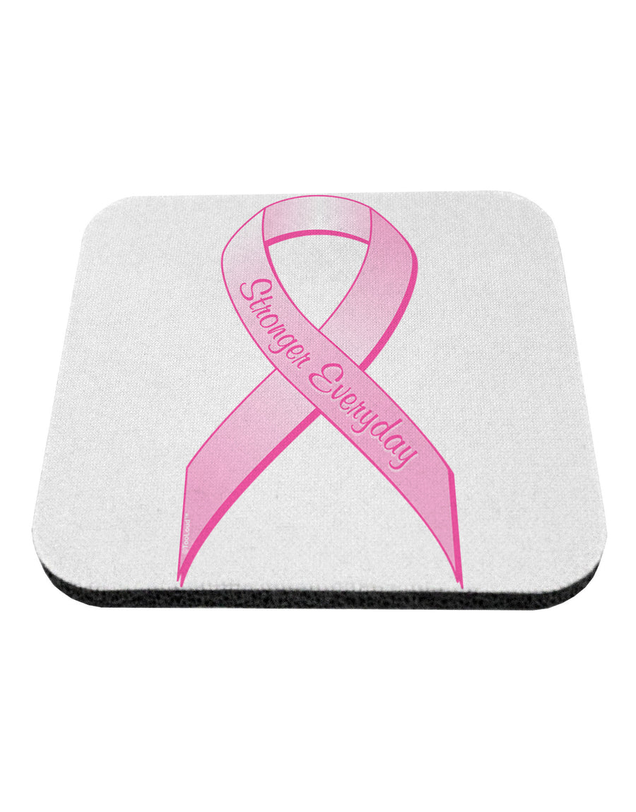 Pink Breast Cancer Awareness Ribbon - Stronger Everyday Coaster-Coasters-TooLoud-White-Davson Sales