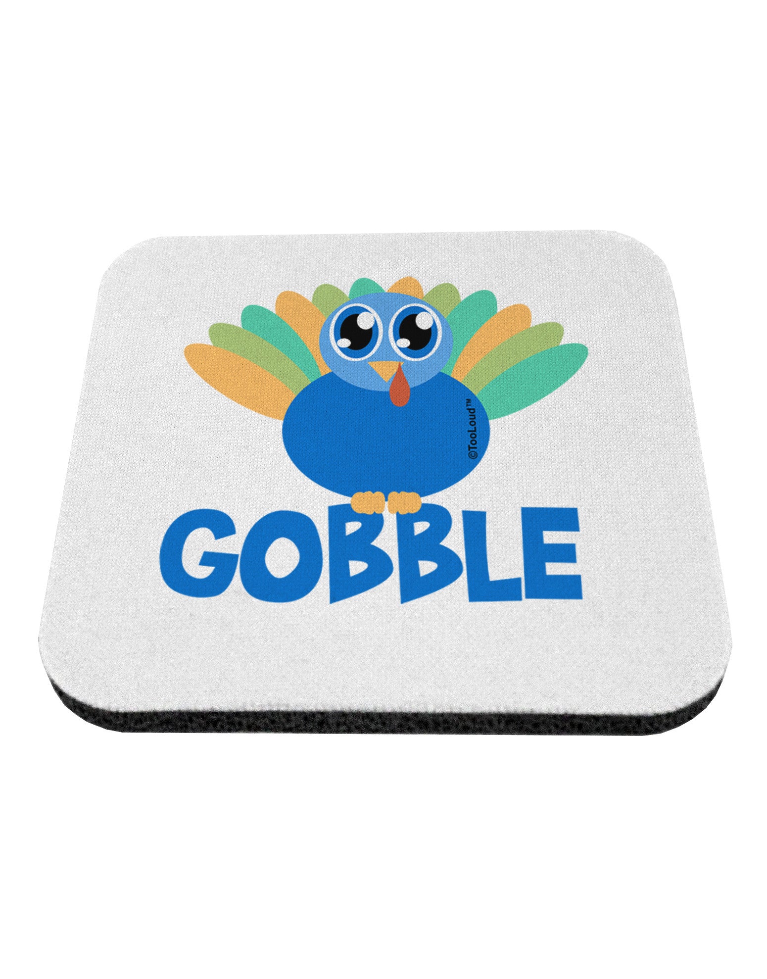 Cute Gobble Turkey Blue Coaster-Coasters-TooLoud-1-Davson Sales