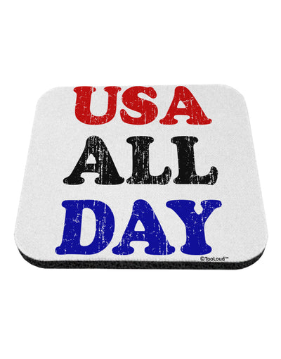 USA All Day - Distressed Patriotic Design Coaster by TooLoud-Coasters-TooLoud-White-Davson Sales