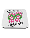 Life is Better in Flip Flops - Pink and Green Coaster-Coasters-TooLoud-White-Davson Sales