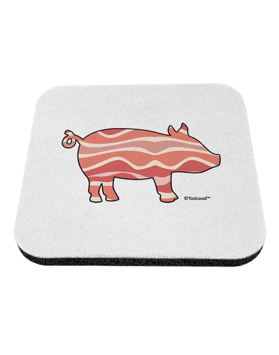 Bacon Pig Silhouette Coaster by TooLoud-Coasters-TooLoud-White-Davson Sales