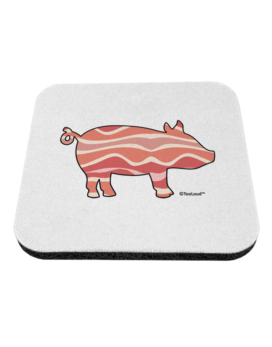 Bacon Pig Silhouette Coaster by TooLoud-Coasters-TooLoud-White-Davson Sales