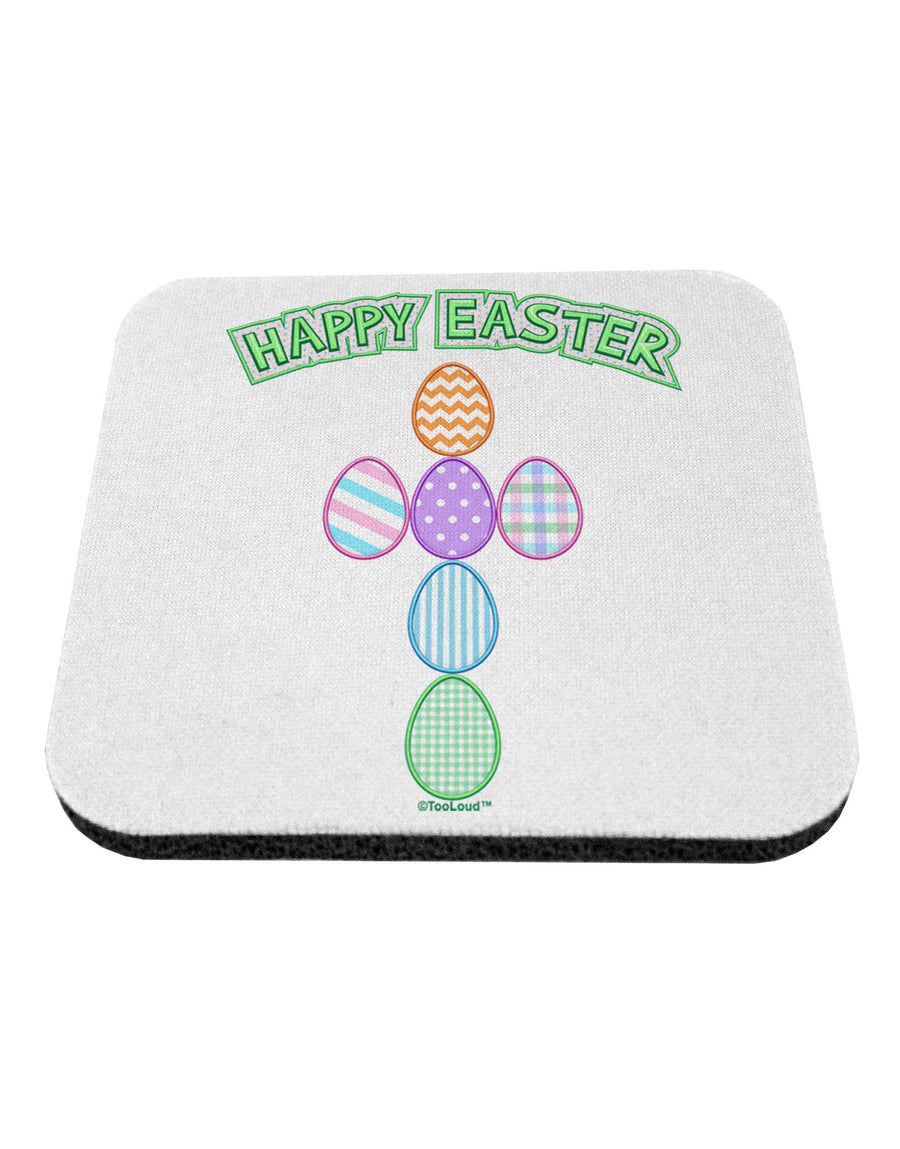 Happy Easter Egg Cross Faux Applique Coaster-Coasters-TooLoud-1-Davson Sales