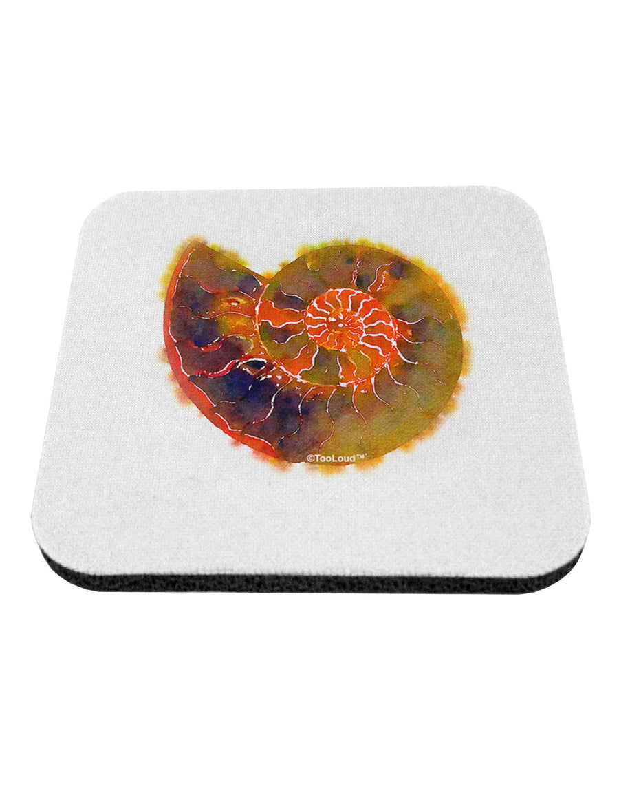 Nautilus Fossil Watercolor Coaster-Coasters-TooLoud-White-Davson Sales