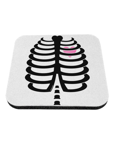 Black Skeleton Ribcage with Pink Heart Halloween Coaster-Coasters-TooLoud-White-Davson Sales