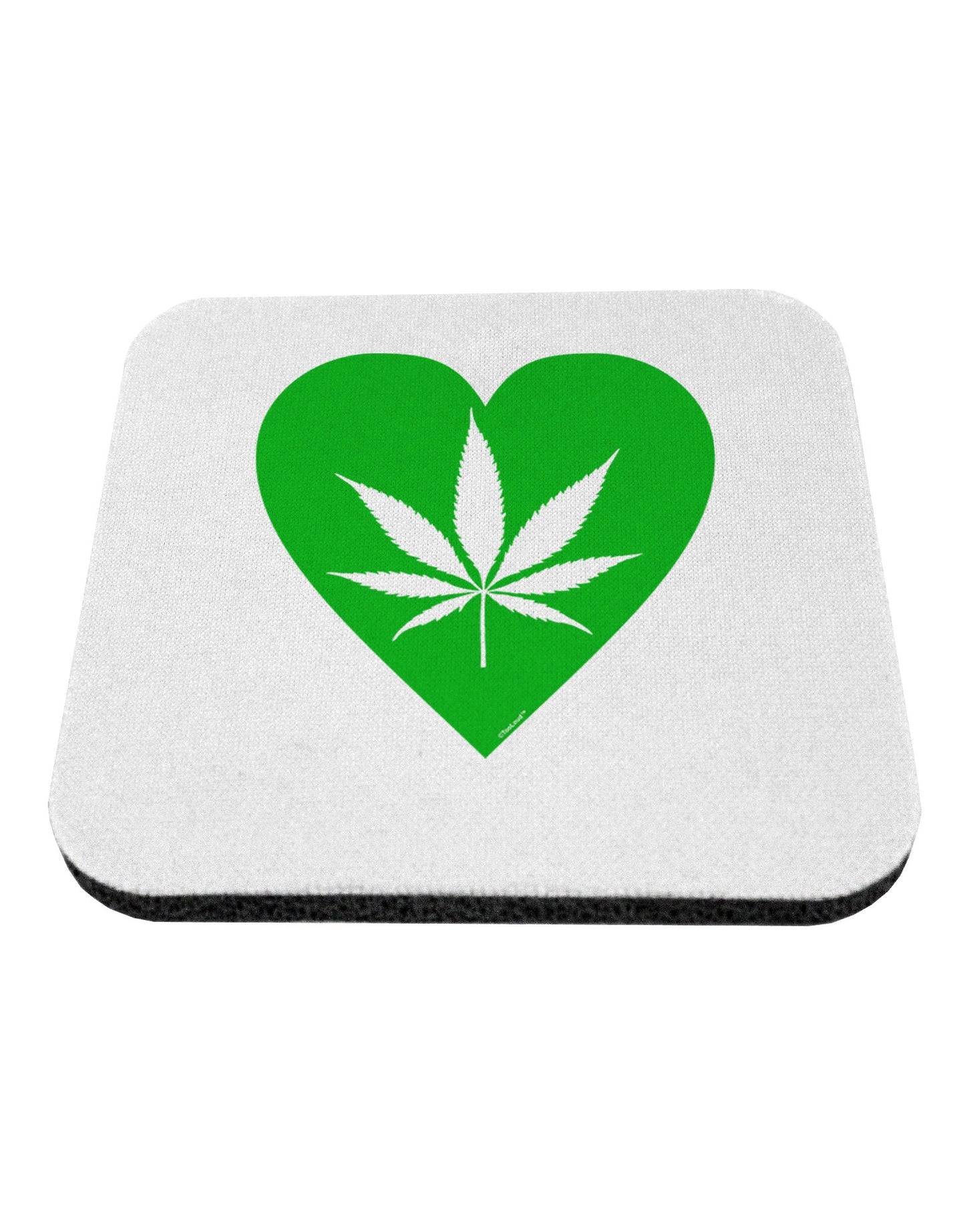 Marijuana Leaf Heart Green Coaster-Coasters-TooLoud-White-Davson Sales