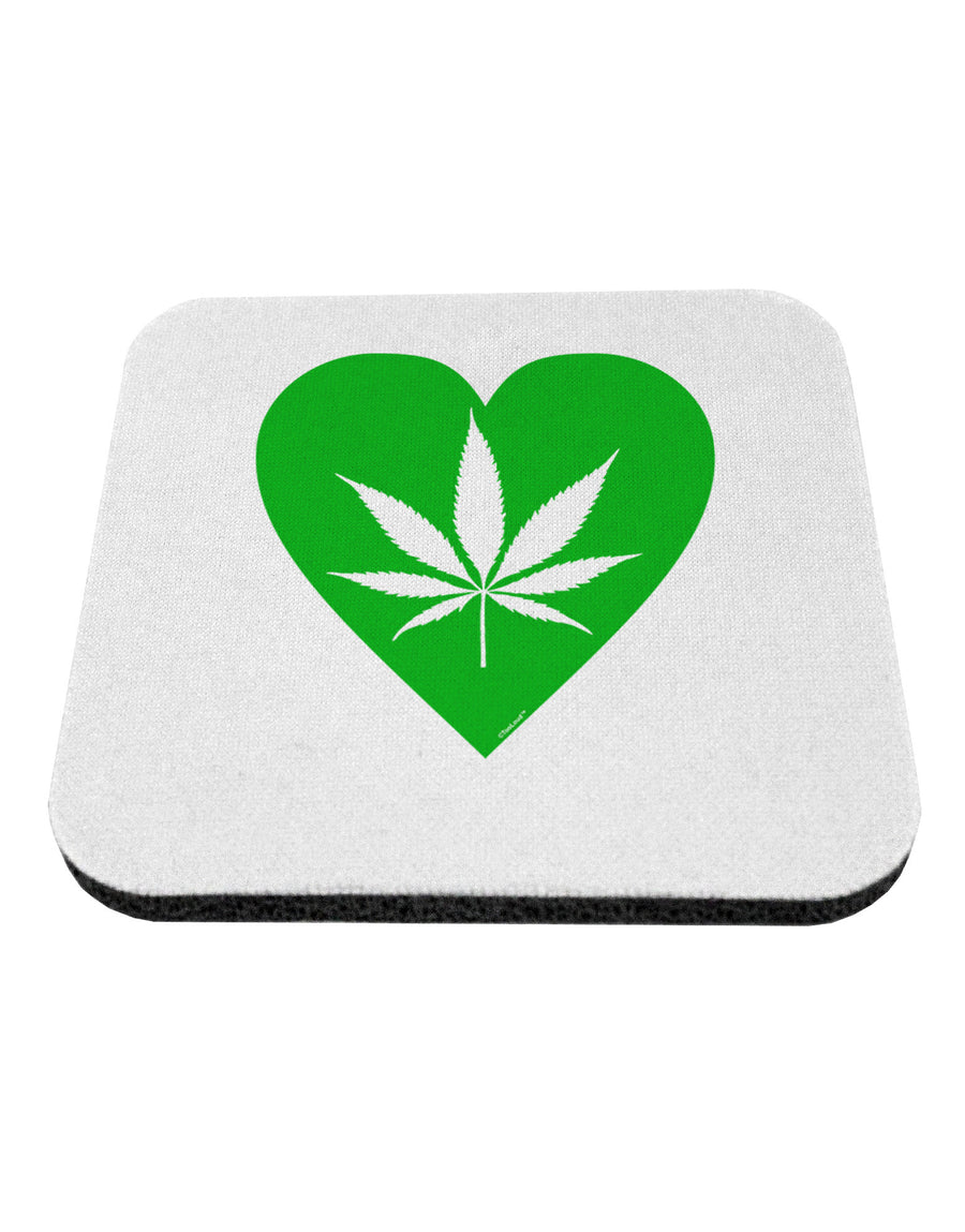 Marijuana Leaf Heart Green Coaster-Coasters-TooLoud-White-Davson Sales