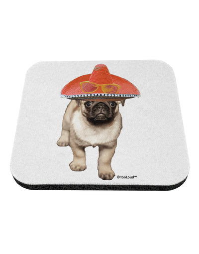 Pug Dog with Pink Sombrero Coaster by TooLoud-Coasters-TooLoud-White-Davson Sales