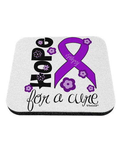 Hope for a Cure - Purple Ribbon Epilepsy - Flowers Coaster-Coasters-TooLoud-White-Davson Sales