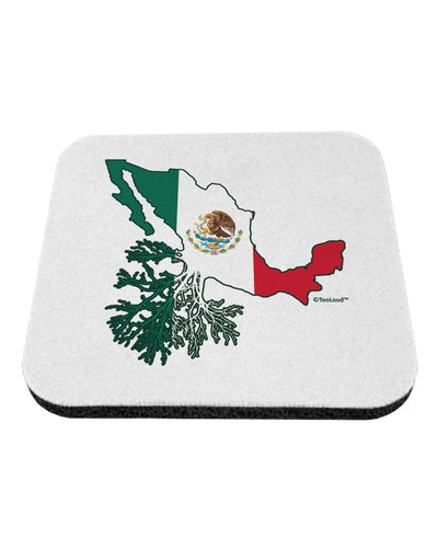 Mexican Roots - Mexico Outline Mexican Flag Coaster by TooLoud-Coasters-TooLoud-White-Davson Sales