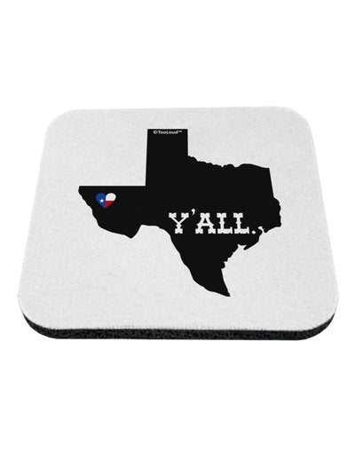 Texas State Y'all Design with Flag Heart Coaster by TooLoud-Coasters-TooLoud-White-Davson Sales