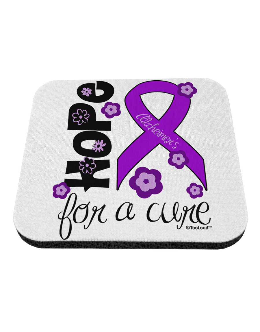 Hope for a Cure - Purple Ribbon Alzheimers Disease - Flowers Coaster-Coasters-TooLoud-White-Davson Sales