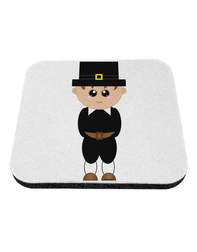 Cute Pilgrim Boy Thanksgiving Coaster-Coasters-TooLoud-White-Davson Sales