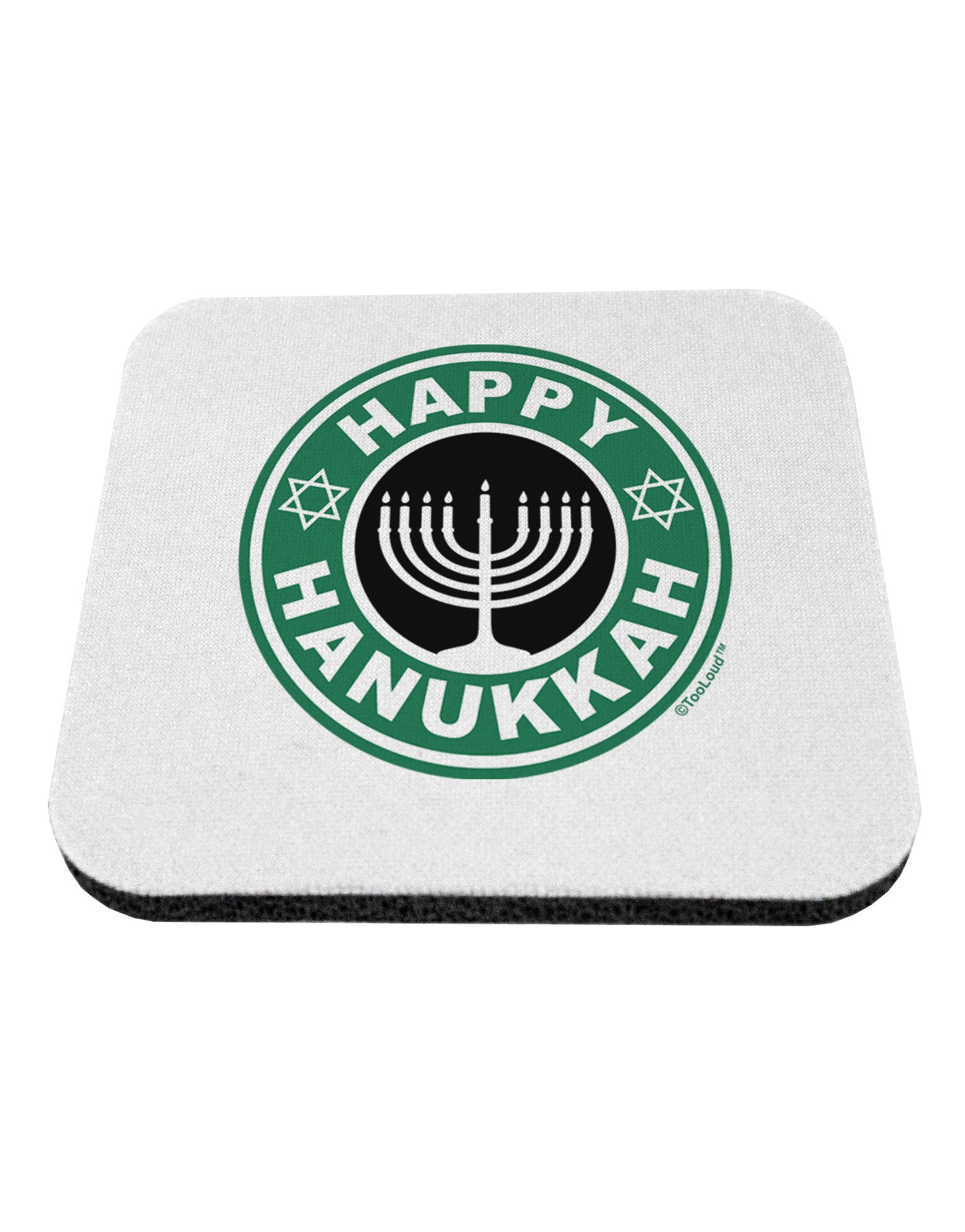Happy Hanukkah Latte Logo Coaster-Coasters-TooLoud-1-Davson Sales