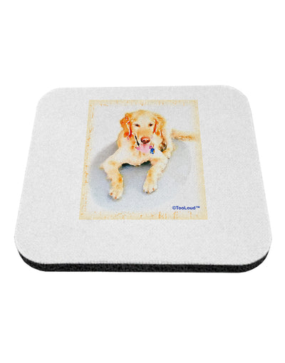 Laying Retriever Watercolor Coaster-Coasters-TooLoud-1-Davson Sales