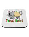 Tacos Rule Taco Cat Design Coaster by TooLoud-Coasters-TooLoud-White-Davson Sales