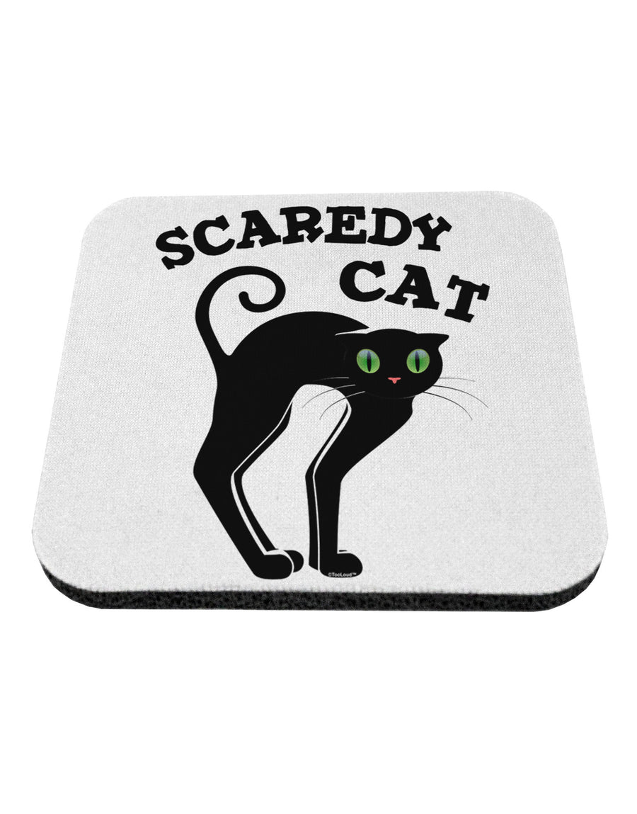 Cute Scaredy Cat Black Cat Halloween Coaster-Coasters-TooLoud-White-Davson Sales