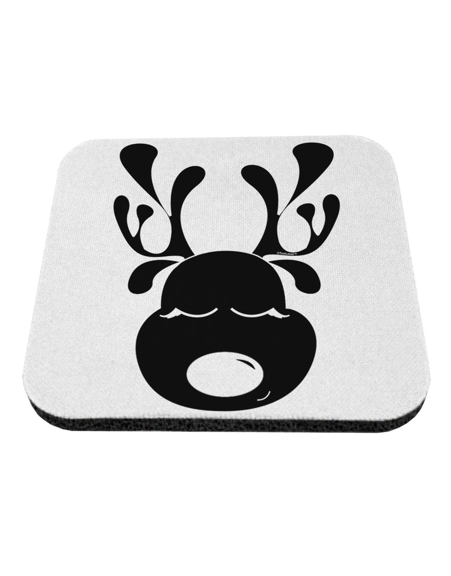 Cute Black Reindeer Face Christmas Coaster-Coasters-TooLoud-White-Davson Sales