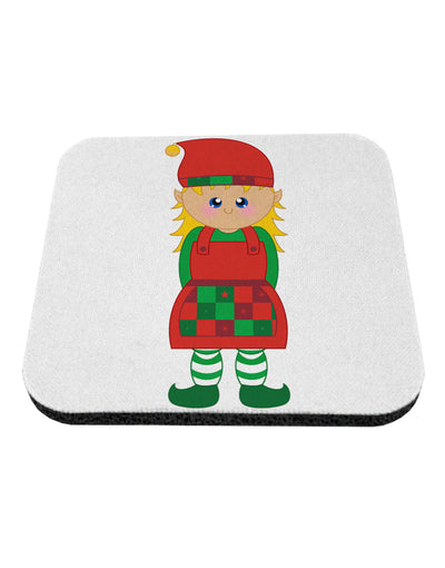 Cute Christmas Elf Girl Coaster-Coasters-TooLoud-White-Davson Sales