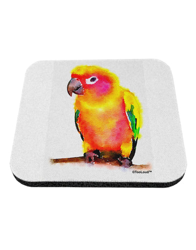 Sun Conure Parrot Watercolor Coaster-Coasters-TooLoud-White-Davson Sales