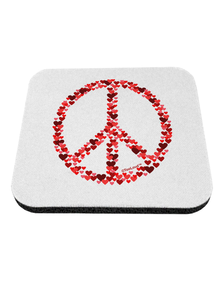 Peace Sign Hearts Red Coaster-Coasters-TooLoud-1-Davson Sales