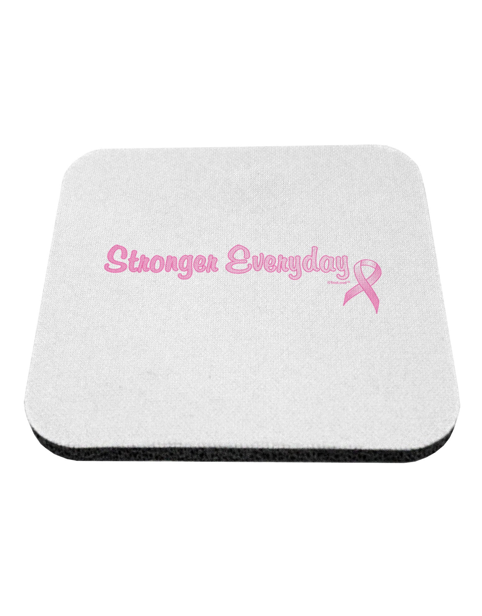 Stronger Everyday Breast Cancer Awareness Ribbon Coaster-Coasters-TooLoud-White-Davson Sales