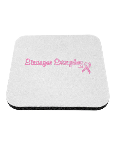 Stronger Everyday Breast Cancer Awareness Ribbon Coaster-Coasters-TooLoud-White-Davson Sales